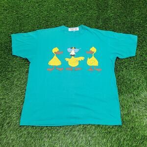 Vintage 1989 Funny Trio Big-Nose Duck Shirt L/XL 26x26 Crop